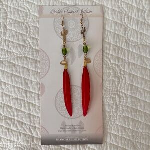 Cactus Southwest Handmade Boho Feather Earrings